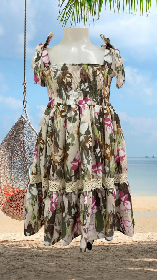 Gemustertes Kleid mit Gürtel für Mädchen von 8 bis 16 Jahren Paris Hilton PHJDR2059
