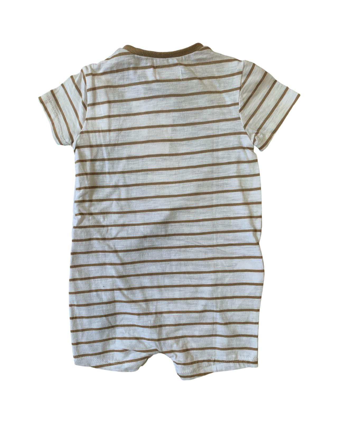 White/beige striped short onesie for newborns 6-9 months Mayoral