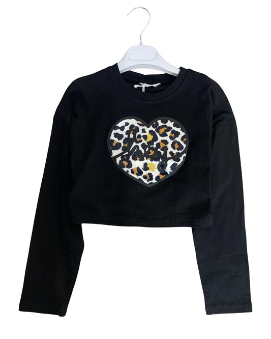 Maglietta nera cropped per  bambina da 8anni a 16anni Y-Clu YFJF24t173