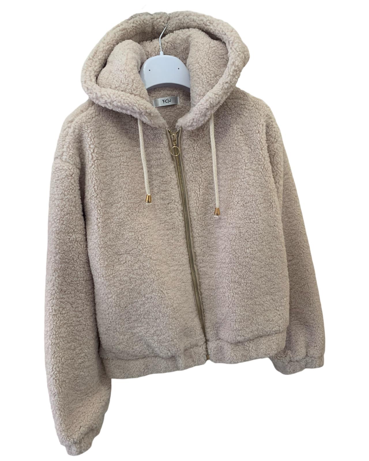 Giubbotto Teddy beige per bambina da 8anni a 16anni Y-Clu YFJF24C198