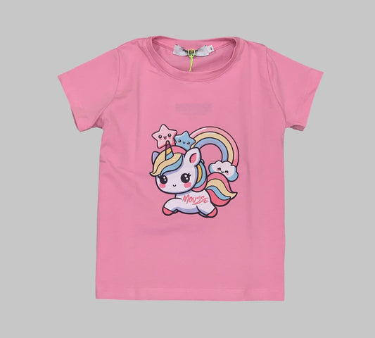 MAGLIETTA MANICA CORTA UNICORNO  BAMBINA DA 2ANNI A 10ANNI MOUSSE SKTS372P