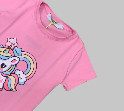 MAGLIETTA MANICA CORTA UNICORNO  BAMBINA DA 2ANNI A 10ANNI MOUSSE SKTS372P