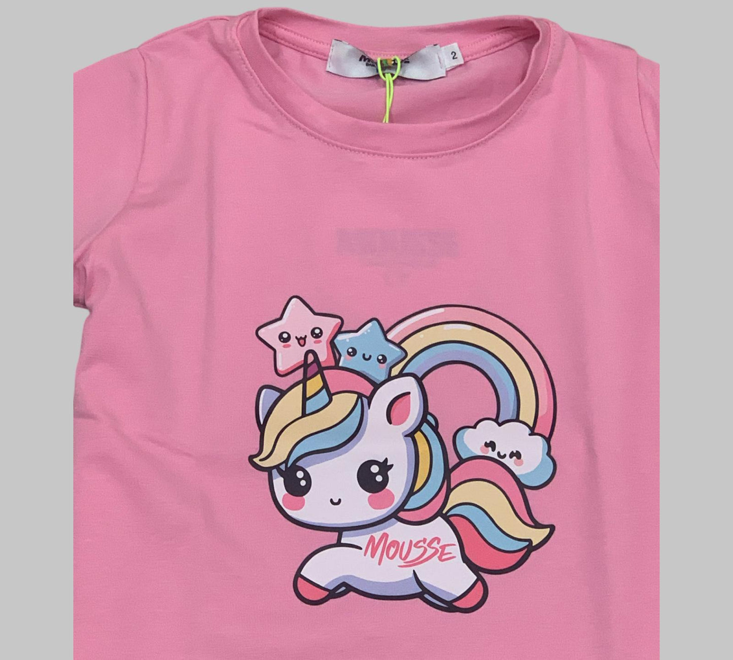 MAGLIETTA MANICA CORTA UNICORNO  BAMBINA DA 2ANNI A 10ANNI MOUSSE SKTS372P