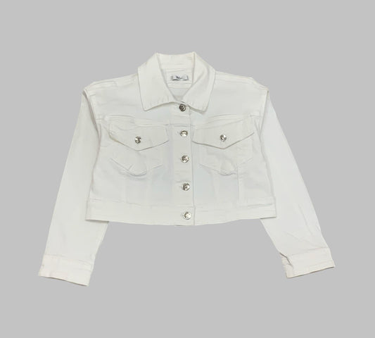 GIUBBOTTO DENIM BIANCO PER RAGAZZA YCLU 198CYFJS25