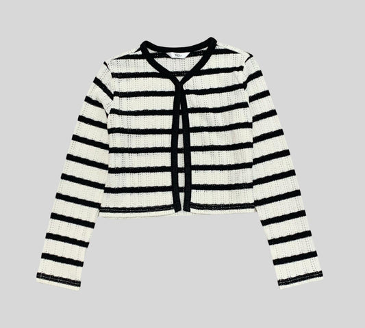 CARDIGAN NERO/BIANCO RIGHE YCLU 182MYFJS