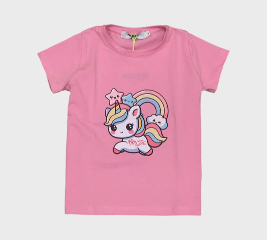 MAGLIETTA MANICA CORTA UNICORNO  BAMBINA DA 2ANNI A 10ANNI MOUSSE SKTS372P