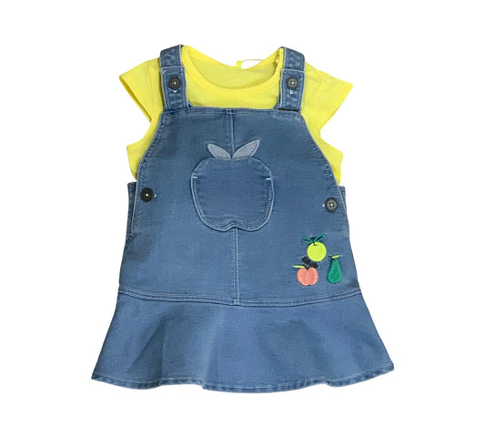 COMPLETO ABITINO EFFETTO DENIM CON MAGLIETTA GIALLA