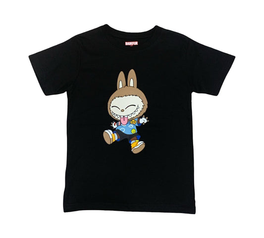 Maglietta Nera Unisex Bambini 2-14 Anni – Coniglio Che Gioca Stampa Buffa