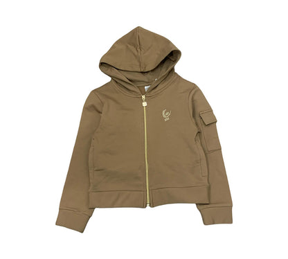 Felpa Aperta con Cappuccio e Zip Oro – Colore Biscuit