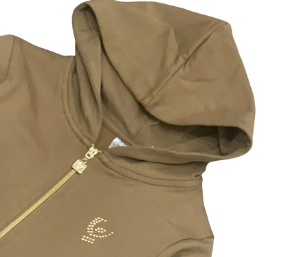 Felpa Aperta con Cappuccio e Zip Oro – Colore Biscuit