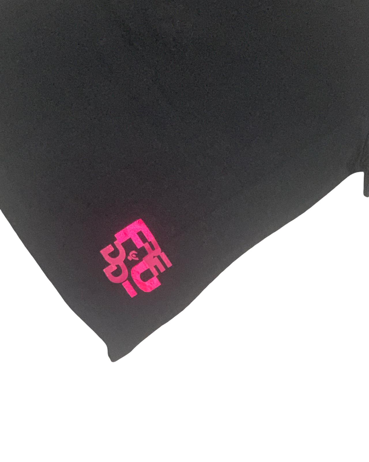 Maglietta Freddy Bambina Nera con Stampa Rosa – Cotone, Manica Corta