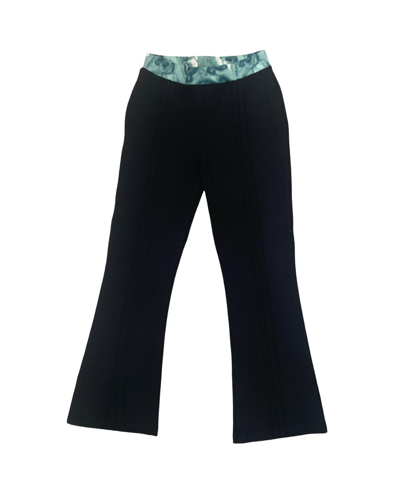 Pantaloni Zampa Neri in Felpa Stretch – Vita Elasticizzata Verde Ragazza