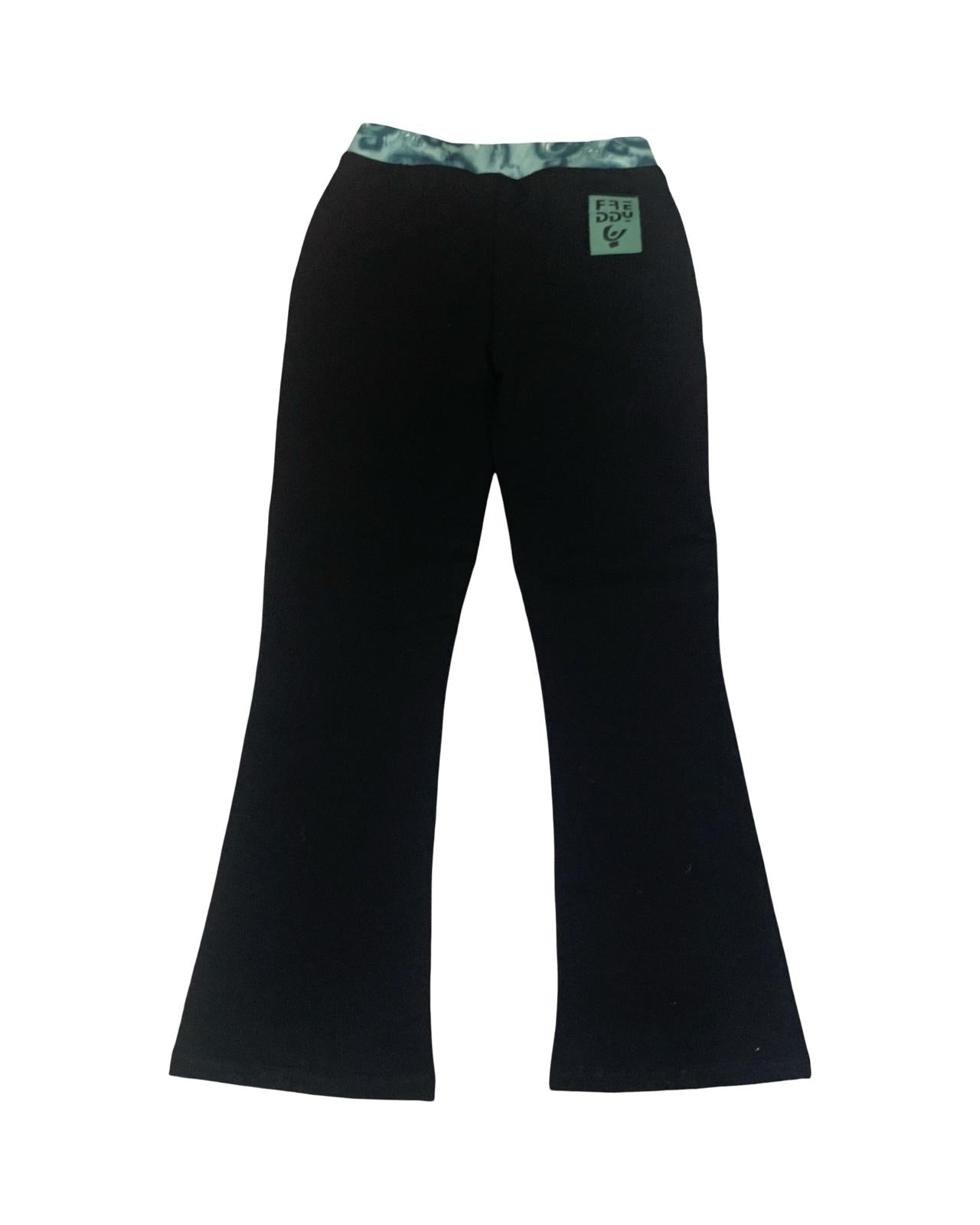 Pantaloni Zampa Neri in Felpa Stretch – Vita Elasticizzata Verde Ragazza