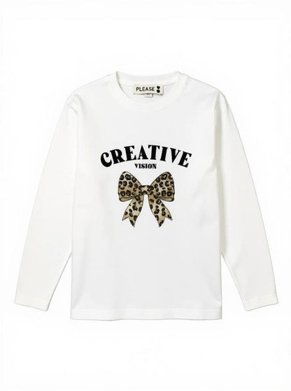 Maglietta Girocollo Bambina con Fiocco e Brillantini – Cotone Morbido