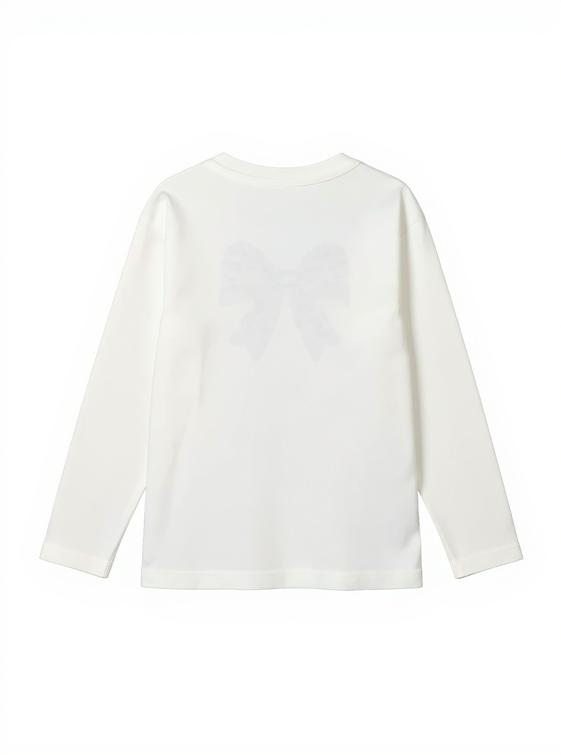 Maglietta Girocollo Bambina con Fiocco e Brillantini – Cotone Morbido