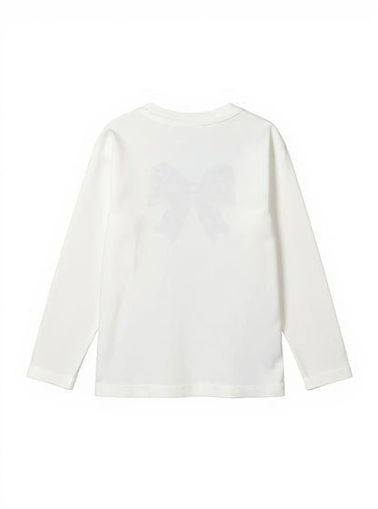 Maglietta Girocollo Bambina con Fiocco e Brillantini – Cotone Morbido