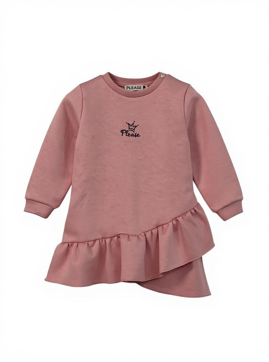 Abitino rosa  in felpa con le balze – casual e caldo