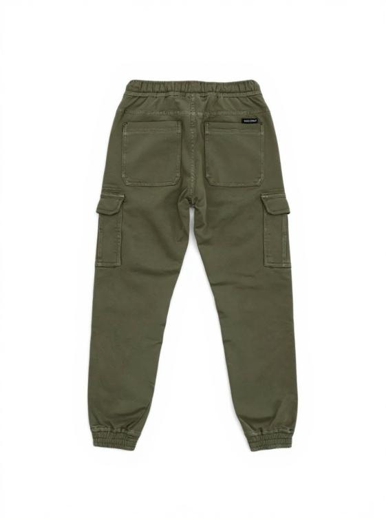 Pantalone Cargo Felpato da Ragazzo – Verde con Elastico in Vita, Look Trendy e Comodo