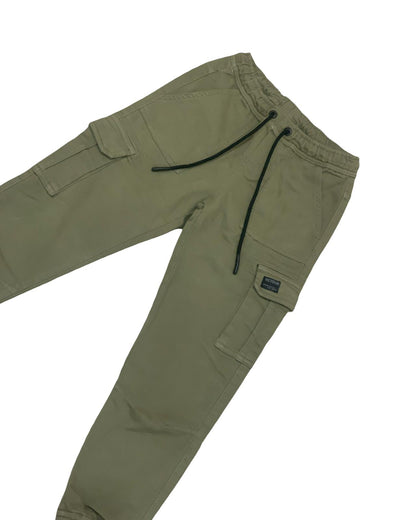 Pantalone Cargo Felpato da Ragazzo – Verde con Elastico in Vita, Look Trendy e Comodo