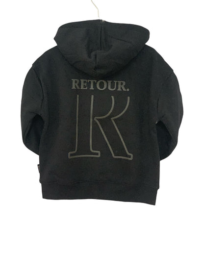 Felpa aperta Nero con cappuccio foderato e logo nero