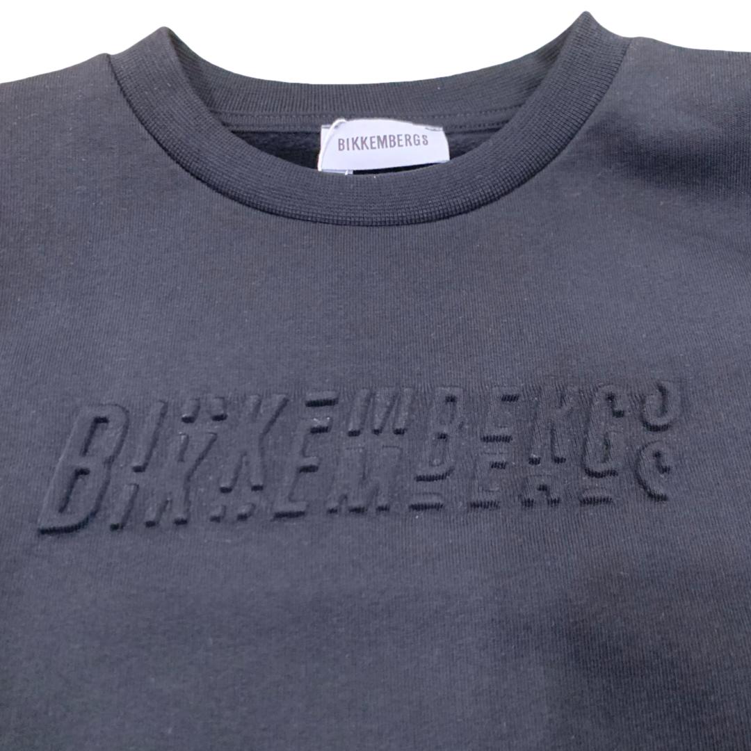 Felpa nera girocollo Bikkembergs ragazzo – logo in rilievo tono su tono, stile e comfort