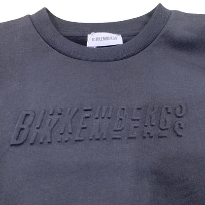 Felpa nera girocollo Bikkembergs ragazzo – logo in rilievo tono su tono, stile e comfort