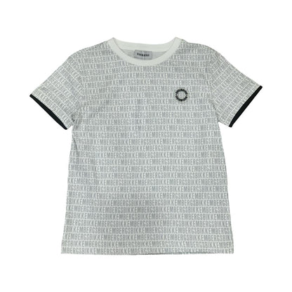 Maglietta bianca Bikkembergs ragazzo – logo all over grigio e stile moderno