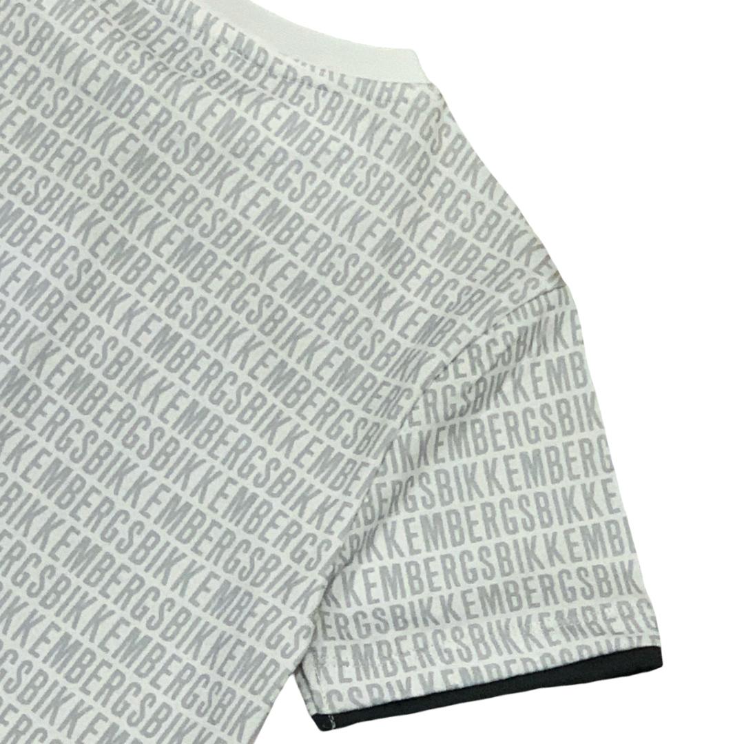 Maglietta bianca Bikkembergs ragazzo – logo all over grigio e stile moderno
