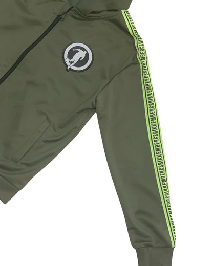 Felpa Verde Bikkembergs da Ragazzo con Logo, Cerniera e Cappuccio