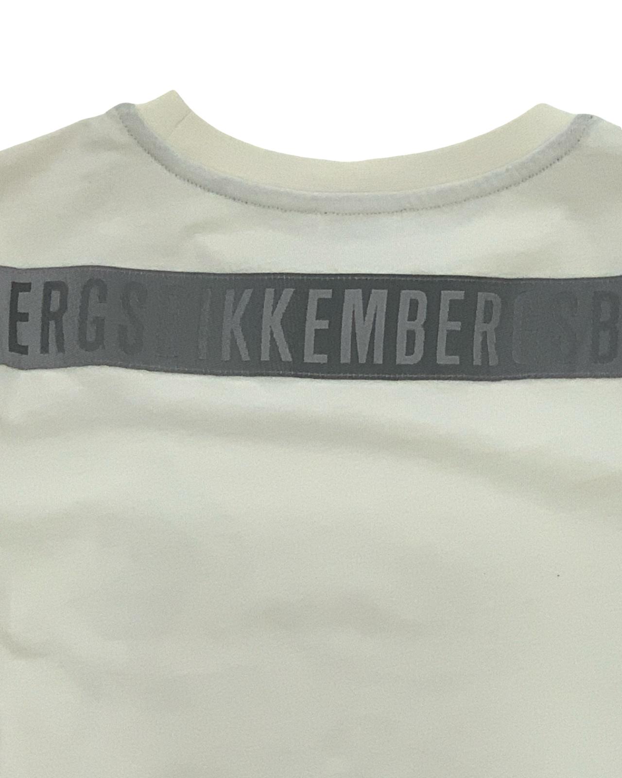 Maglietta Bikkembergs Off White da Ragazzo con Logo e Fascia Posteriore