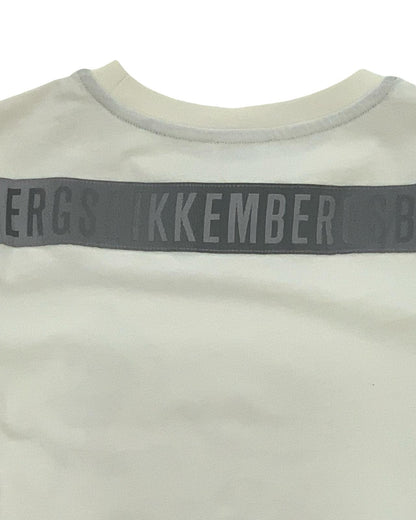 Maglietta Bikkembergs Off White da Ragazzo con Logo e Fascia Posteriore