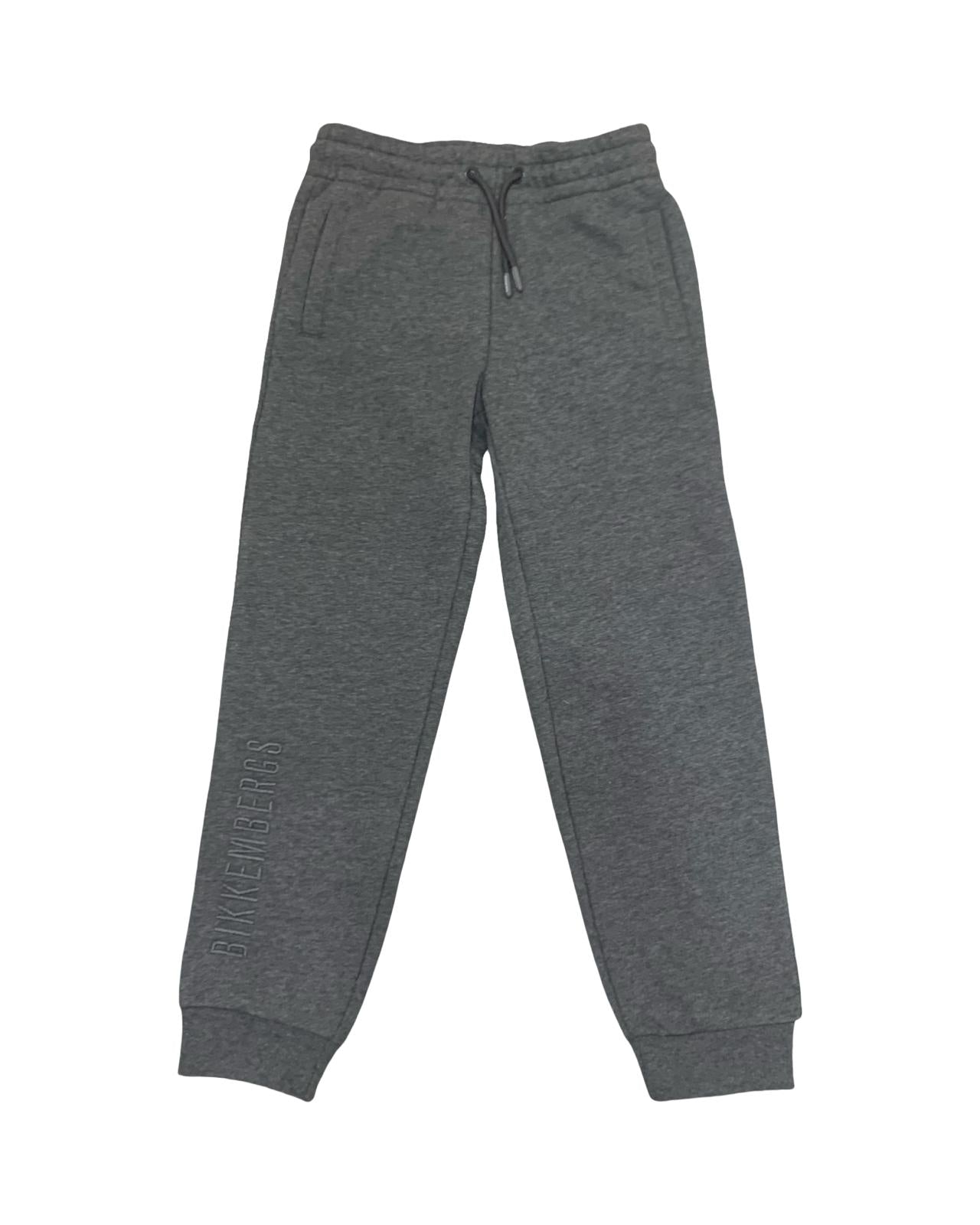 Pantaloni Grigio Melange Bikkembergs da Ragazzo con Logo Ricamato