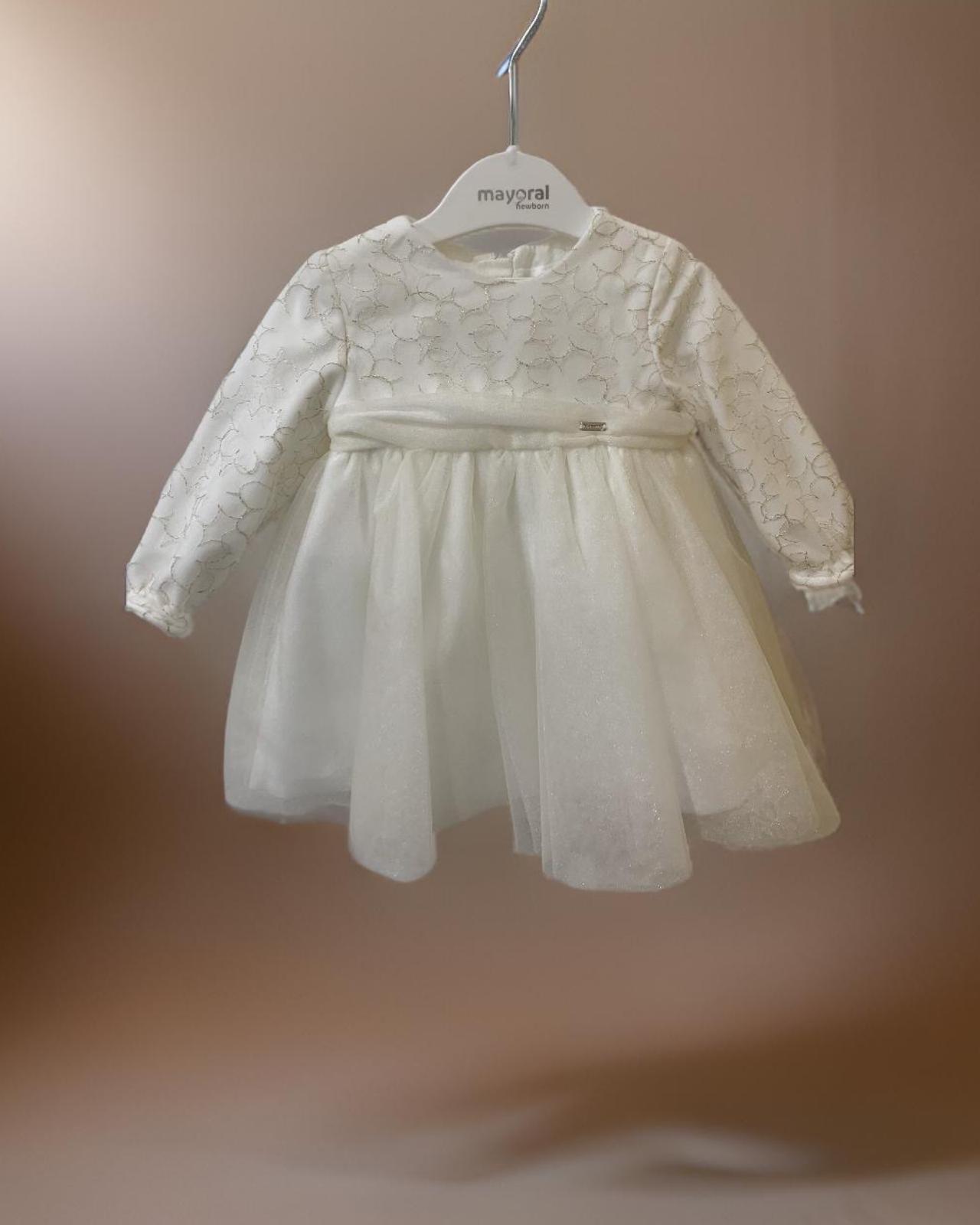 Tulle dress with embroidery for newborn baby girl 0-18 months Mayoral 02855-24