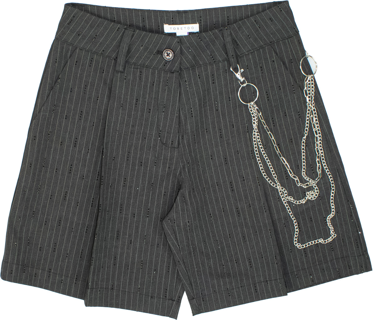 Bermuda Ragazza TOBETOO Gessato con Strass e Catena Staccabile – Modello Teen