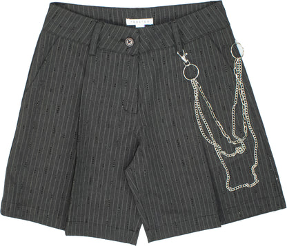 Bermuda Ragazza TOBETOO Gessato con Strass e Catena Staccabile – Modello Teen