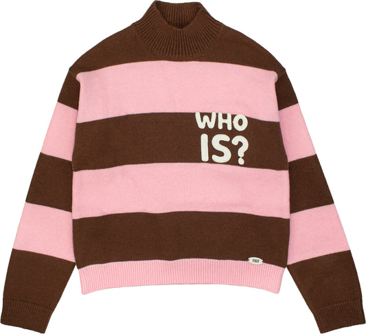 Maglia Ragazza TOBETOO a Righe Cioccolato e Rosa con Ricamo – Modello Teen - OOPS by BabyBimbo 0-16