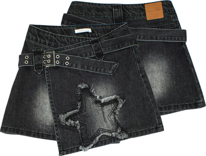 Gonna Jeans Ragazza TOBETOO con Toppa a Stella e Cintura Incorporata