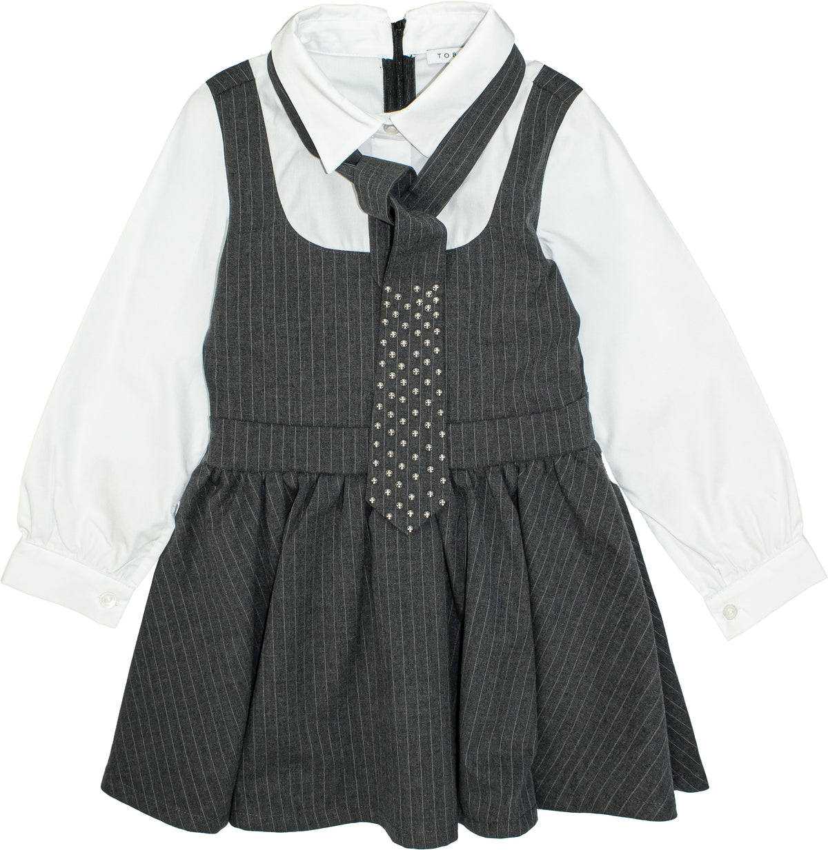 Abito Bambina TOBETOO Gessato con Cravatta – Vestito Bon Ton Sartoriale