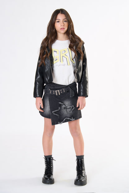 Bomber Ragazza TOBETOO in Ecopelle con Cappuccio Integrato – Modello Teen