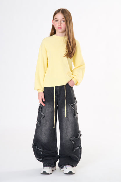 Jeans Ragazza TOBETOO Oversized con Toppa a Stella – Modello Teen