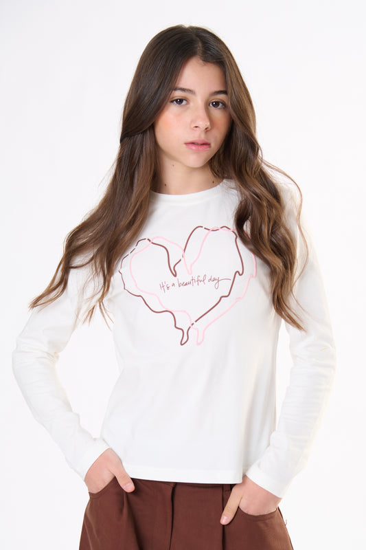 T-Shirt Ragazza TOBETOO Bianca a Maniche Lunghe - OOPS by BabyBimbo 0-16
