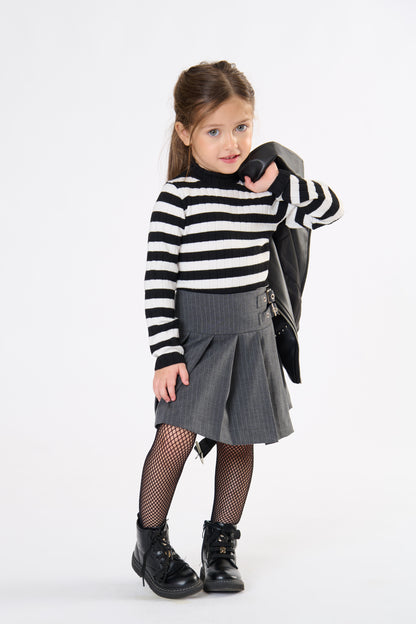 Gonna Bambina TOBETOO Gessata con Toppa a Cuore – Modello Sartoriale