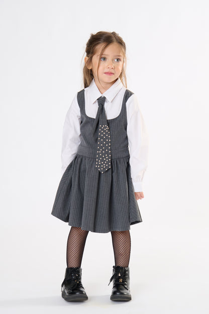 Abito Bambina TOBETOO Gessato con Cravatta – Vestito Bon Ton Sartoriale