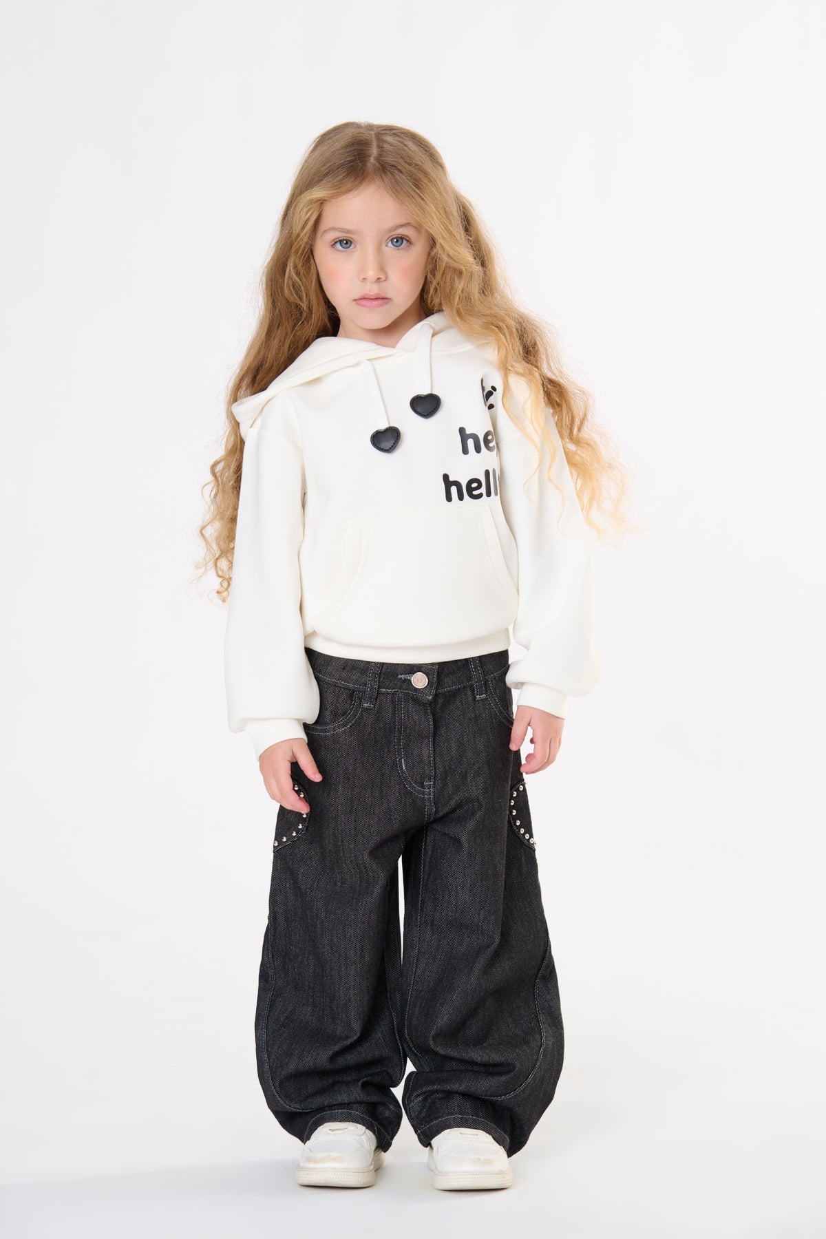 Jeans Bambina TOBETOO Barrel Lavaggio Scuro con Applicazioni Laterali – Streetwear