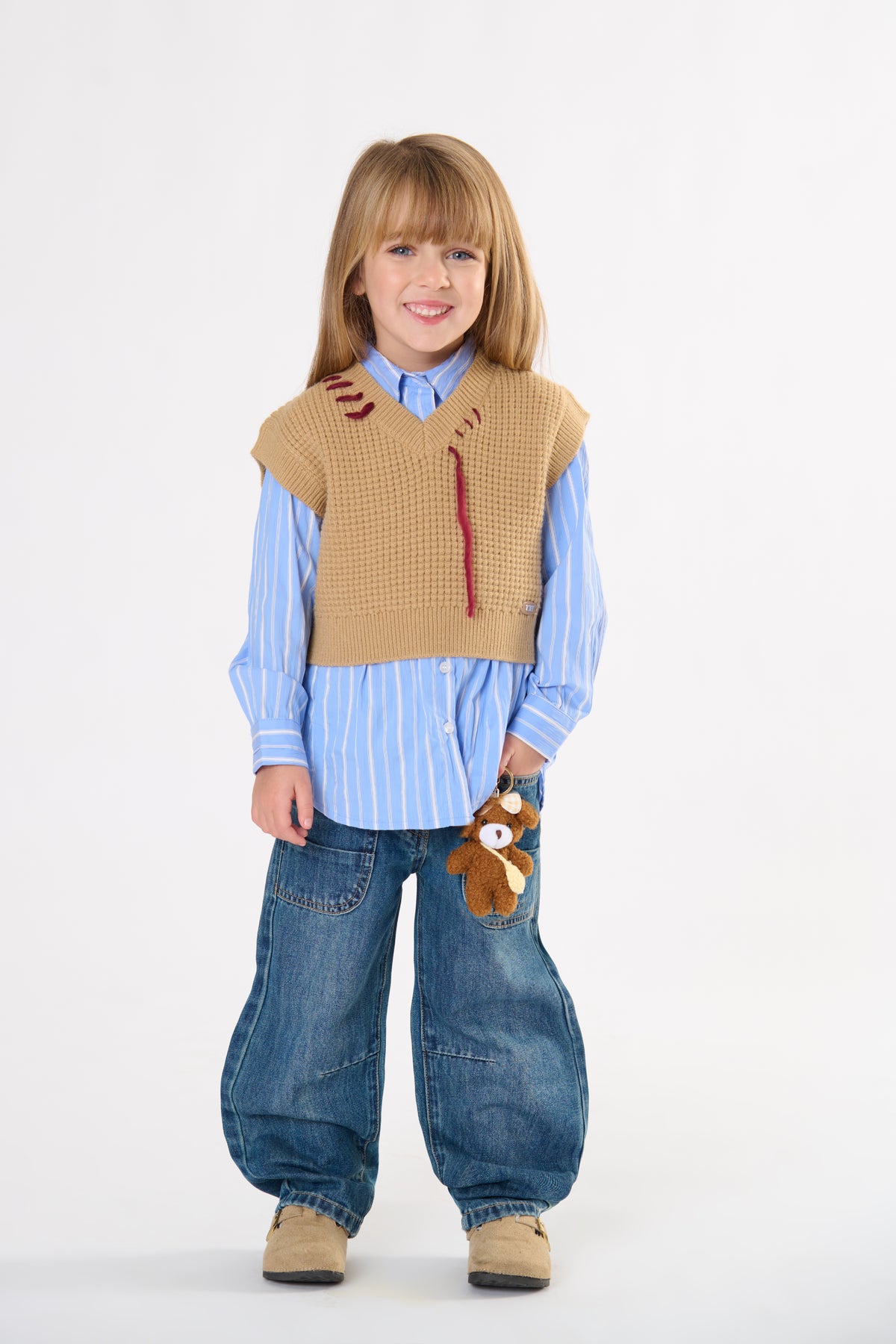 Jeans Bambina TOBETOO con Toppe e Ricami – Denim con Pupazzetto Charm
