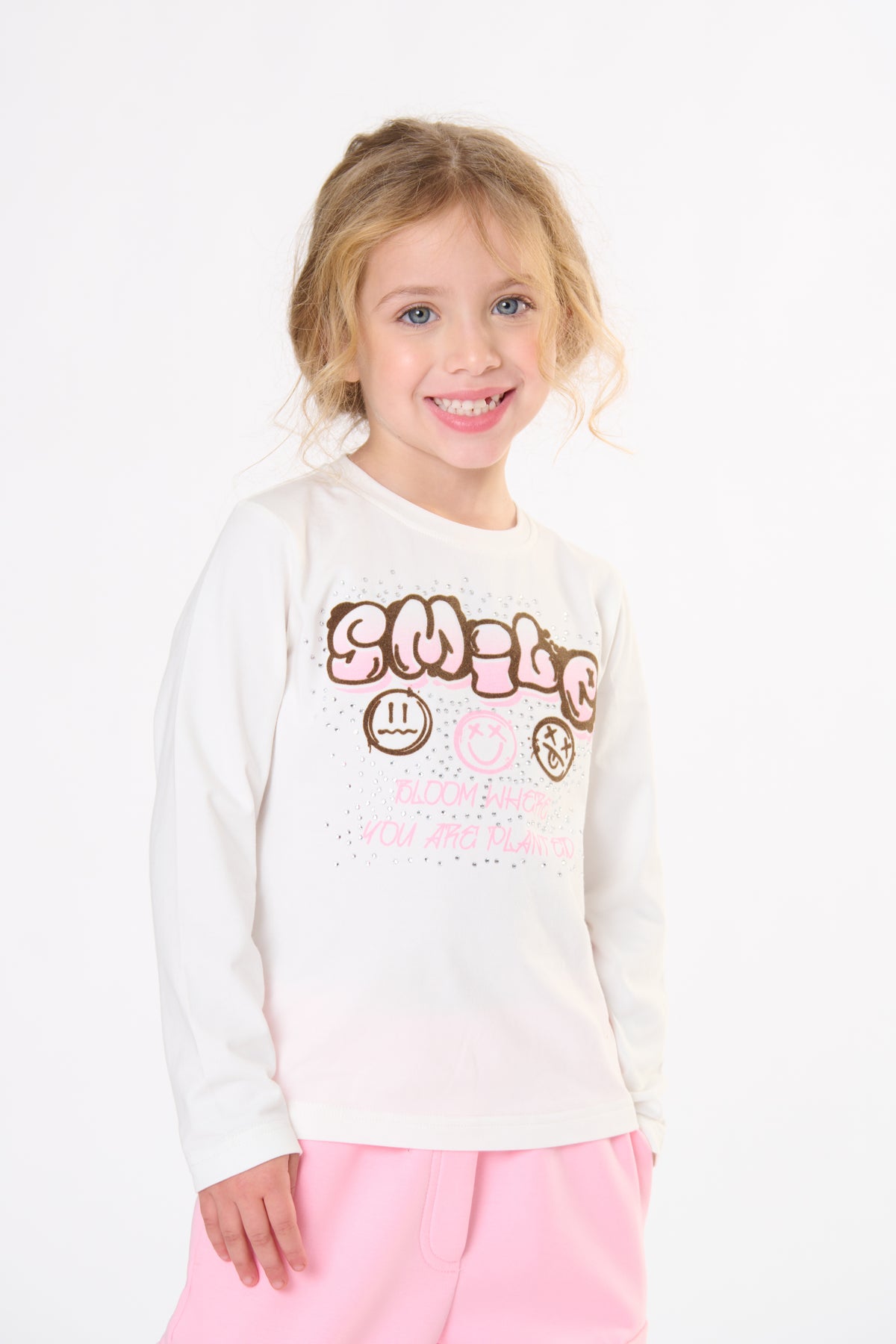T-Shirt Bambina TOBETOO a Maniche Lunghe con Stampa Grafica – Modello Invernale