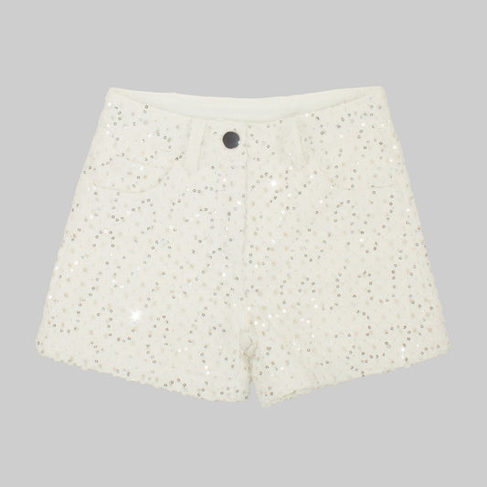 Shorts Eleganti Bimba Colore Latte con Brillantini - TOBETOO