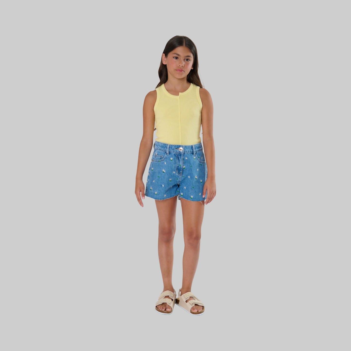 Shorts Denim Ragazza con Margherite Ricamate TOBETOO - OOPS by BabyBimbo 0-16