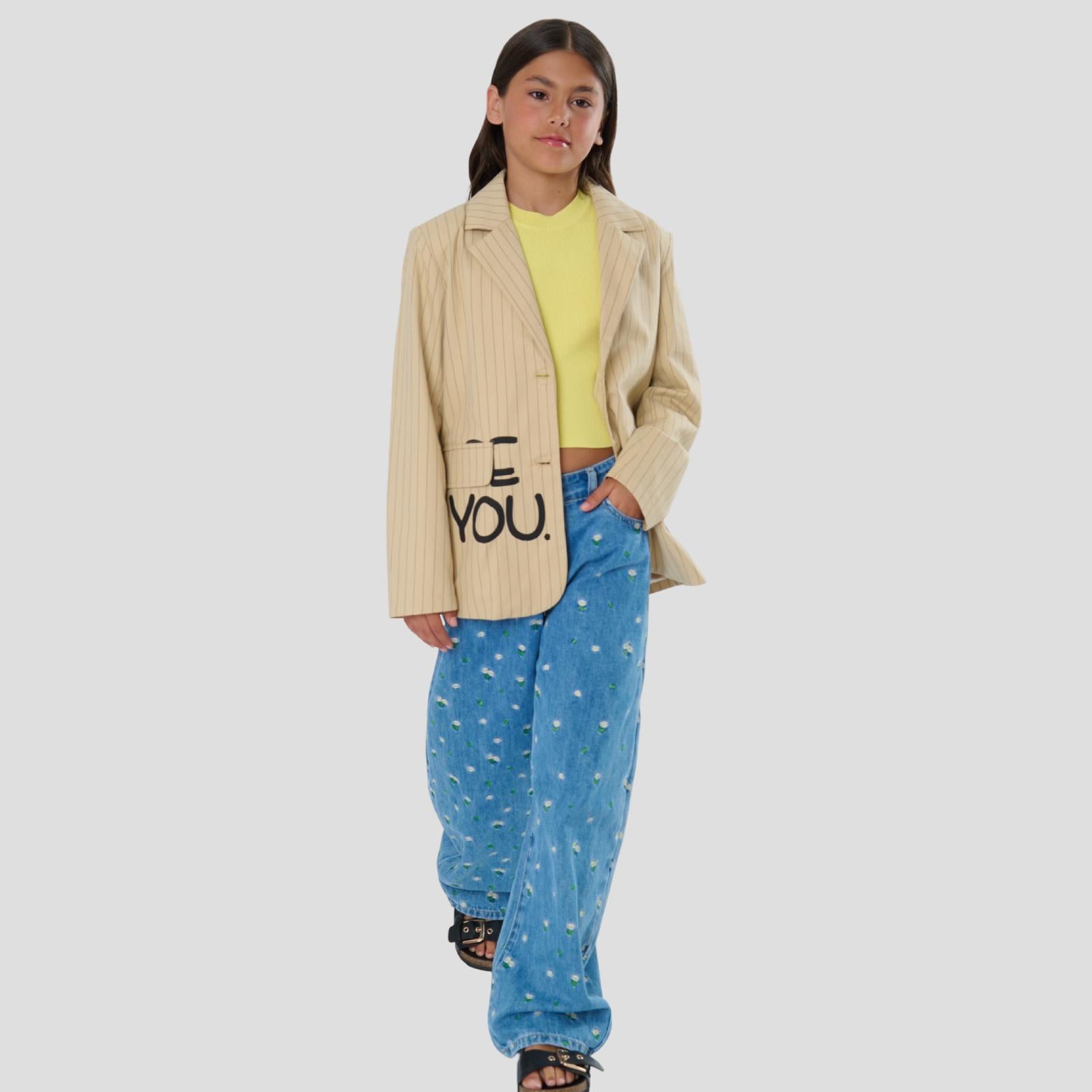 Giacca Ragazza Colore Cappuccino Gessata  – TOBETOO - OOPS by BabyBimbo 0-16