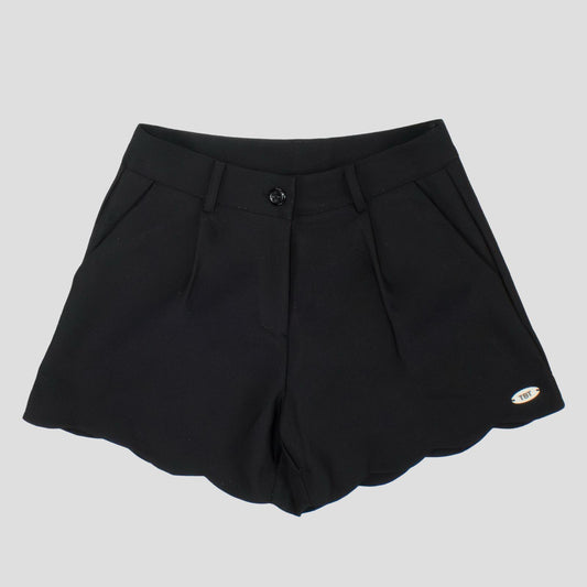 Shorts Eleganti Neri Ragazza con Orlo Smerlato – TOBETOO